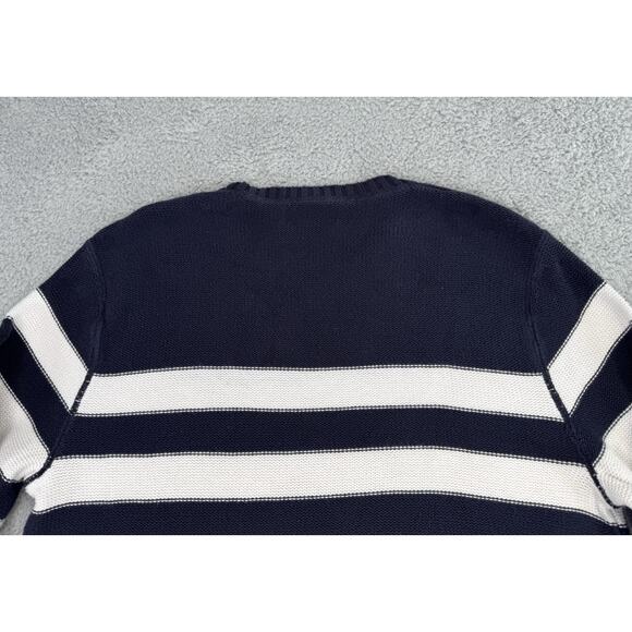 J Crew Oarsman Reverse Jersey Blue White stripe Men Sweater Size Large - Picture 4 of 12